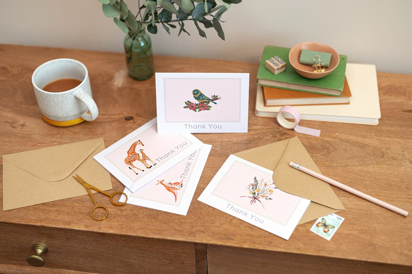 Kangaroo A6 Blank Everyday Thank You Greeting Card With Envelope