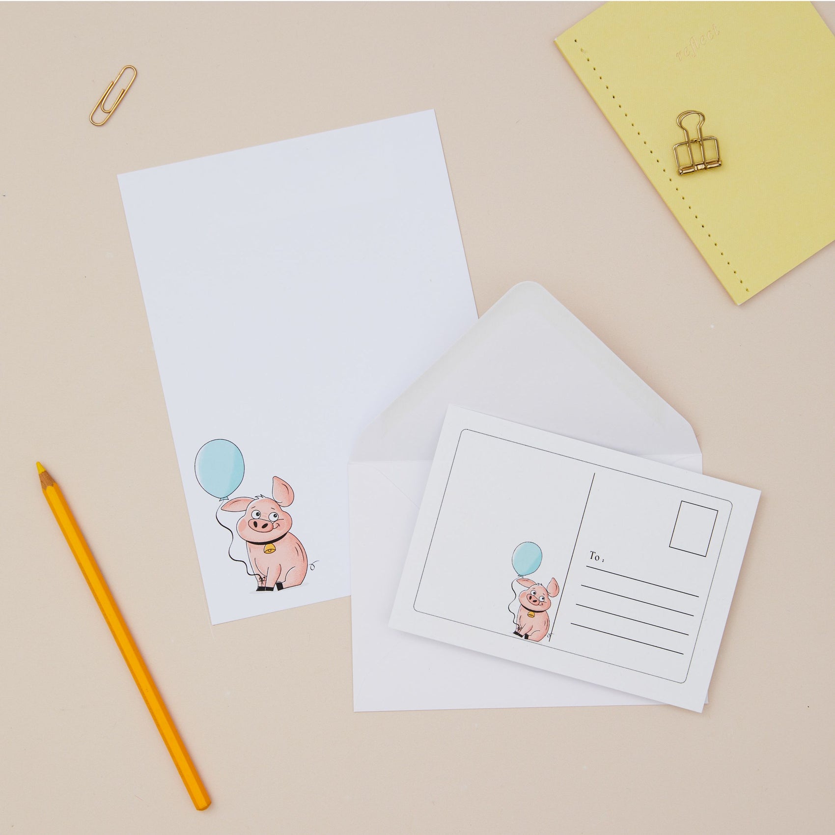 Cute Piggy Children's Letter Writing Set