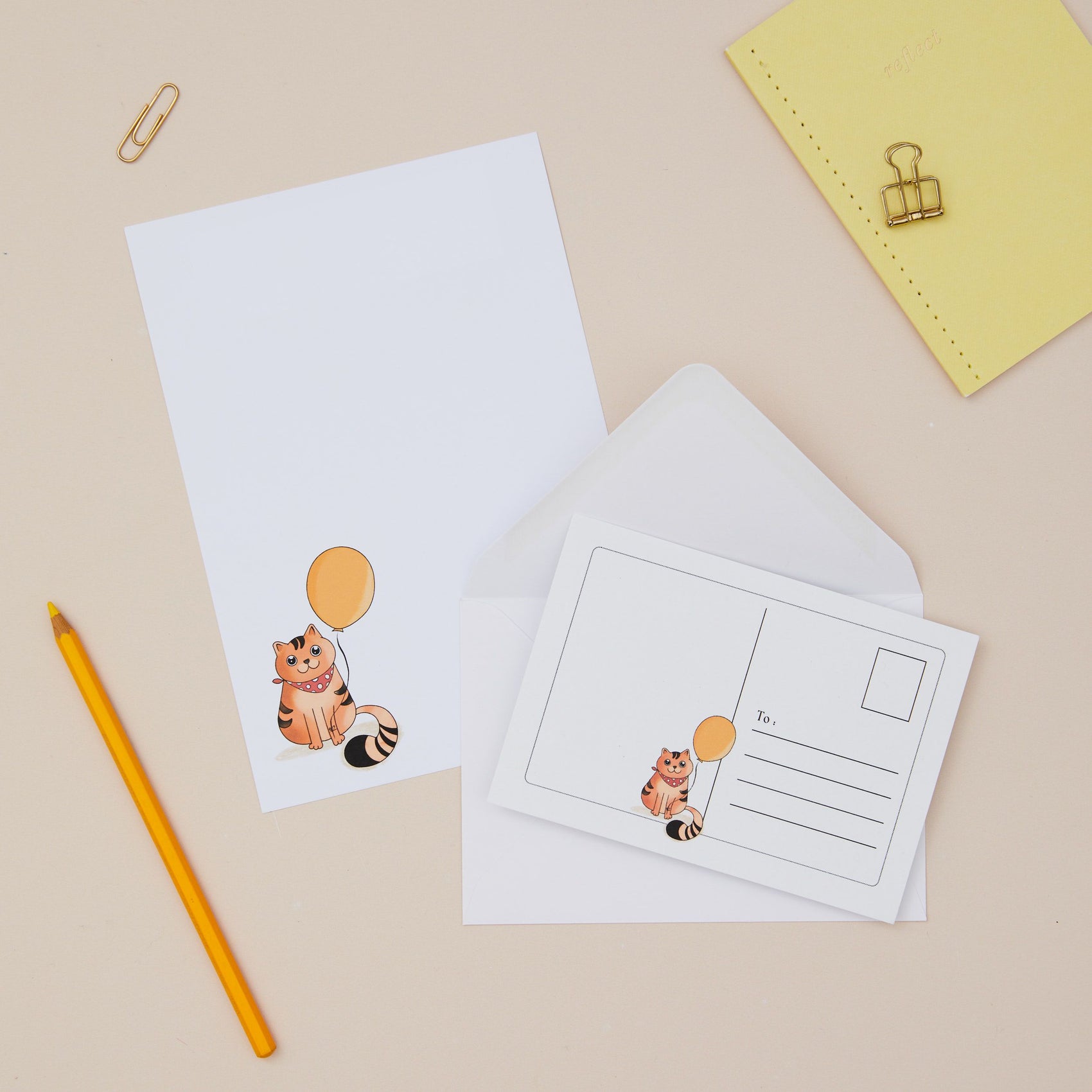 Cute Cat Children's Letter Writing Set