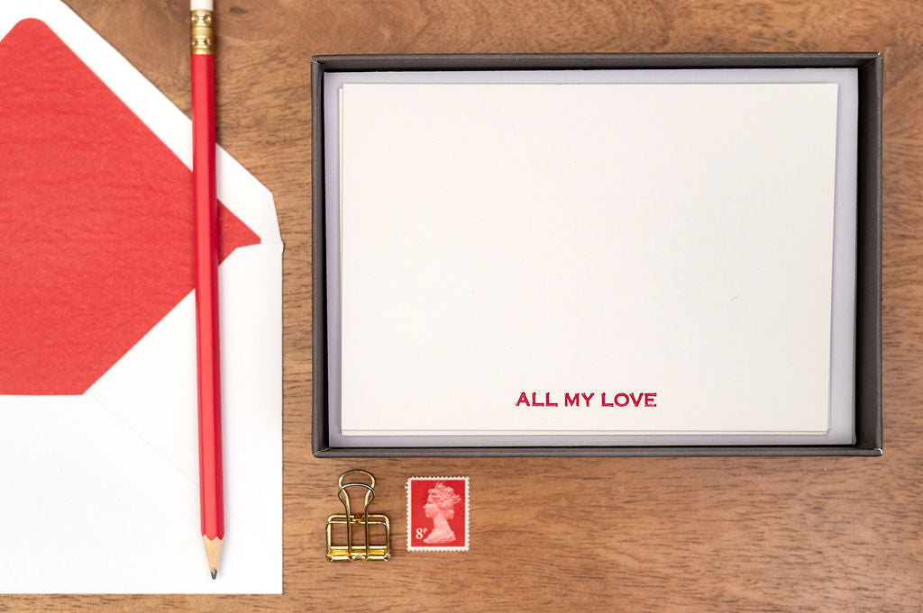 All My Love Letterpress Notecards & Envelopes