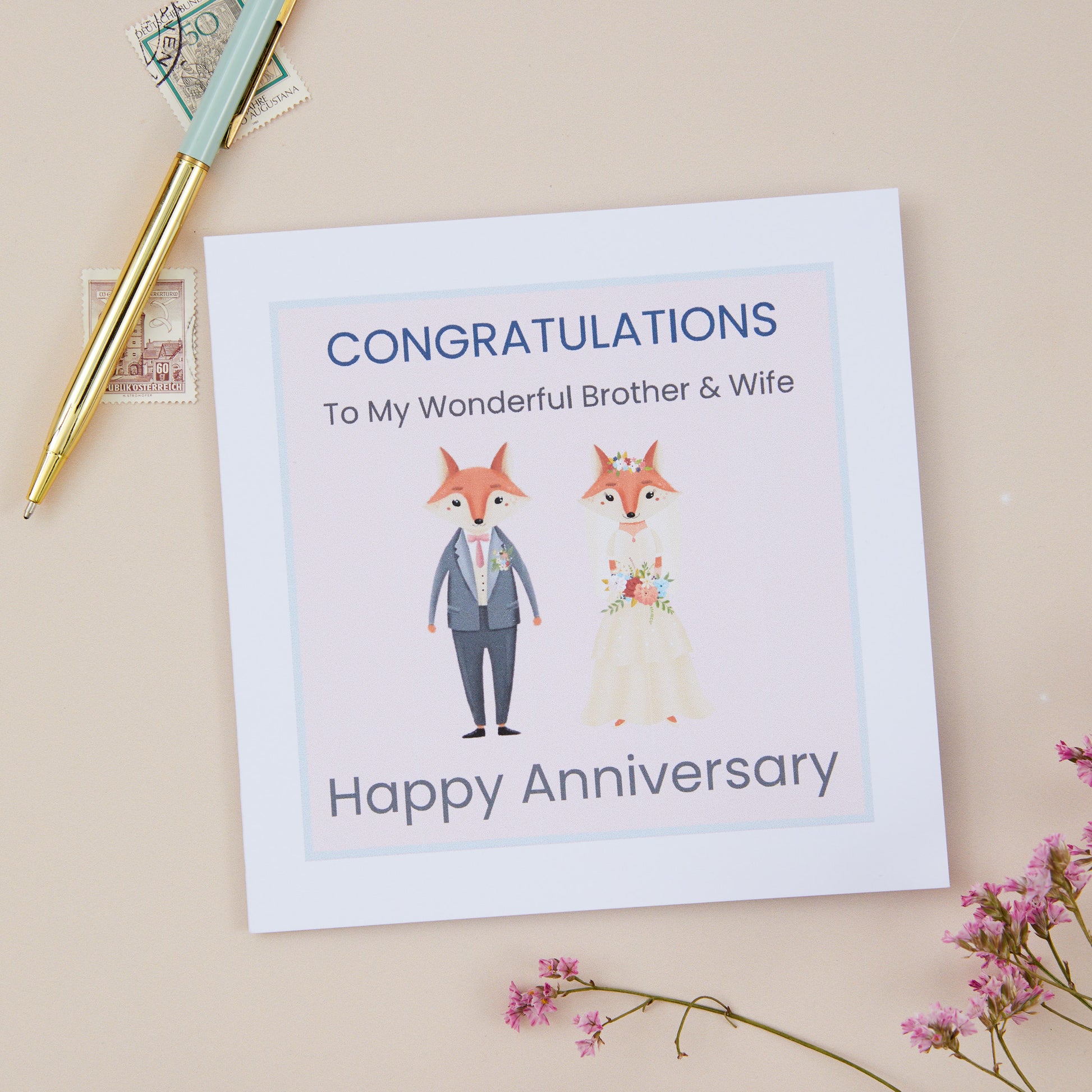 Brother & Wife Anniversary Card - Sjstationery