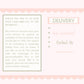 Card with text about direct delivery and personalisation options on a pink background