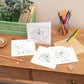 Group Colouring In Card Cards for children Featuring a group of colouring cards with Hedgehogs, Racoon, Mouse, Chicken