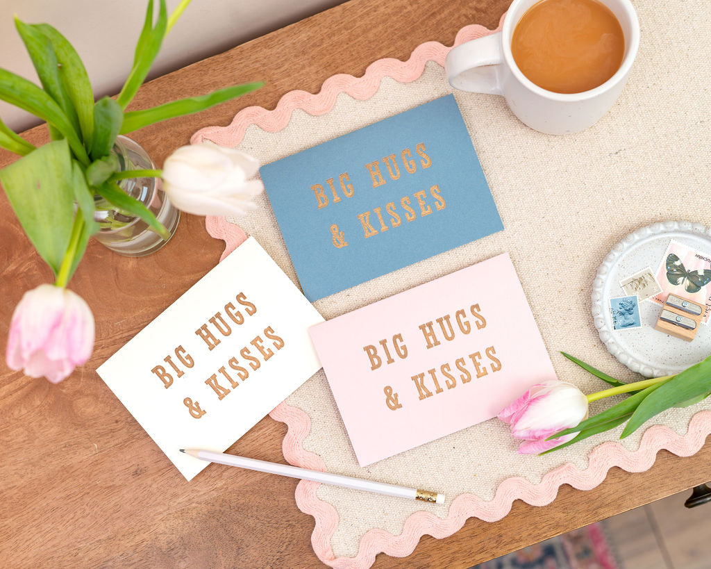 Letterpress Big Hugs & Kisses Friendship Affection Card