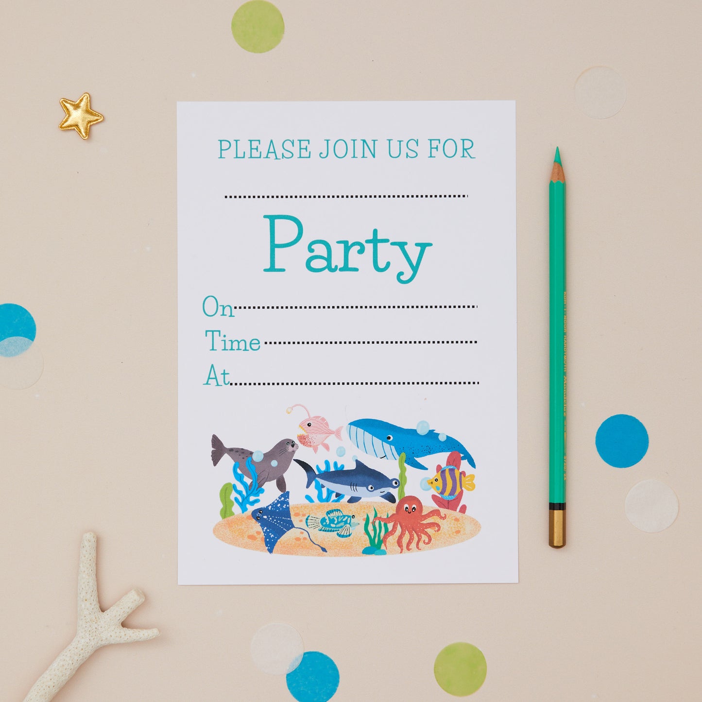 Children's Sealife Birthday Party Invitations