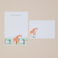 Giraffe Letter Writing Set With Matching Envelopes illustration on a beige background