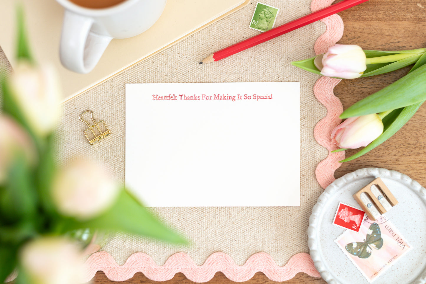 Letterpress Heartfelt Thanks For Making It So Special Notelet