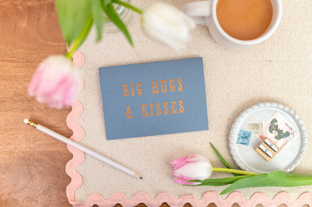 Letterpress Big Hugs & Kisses Friendship Affection Card