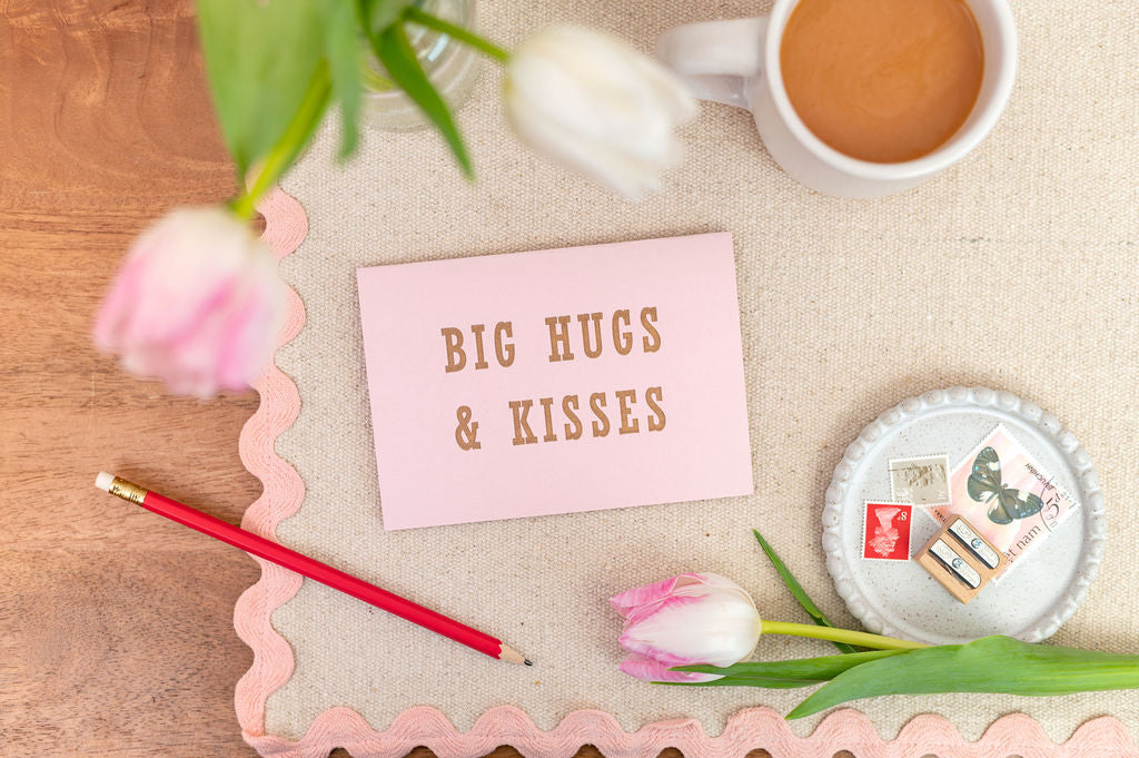 Letterpress Big Hugs & Kisses Appreciation Card