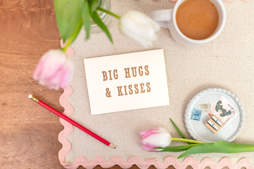 Letterpress Big Hugs & Kisses Friendship Card