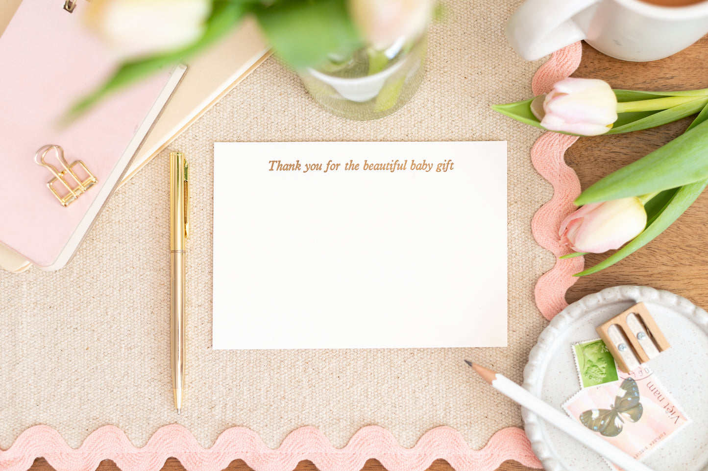 Letterpress Thank You For The Beautiful Baby Gift Card