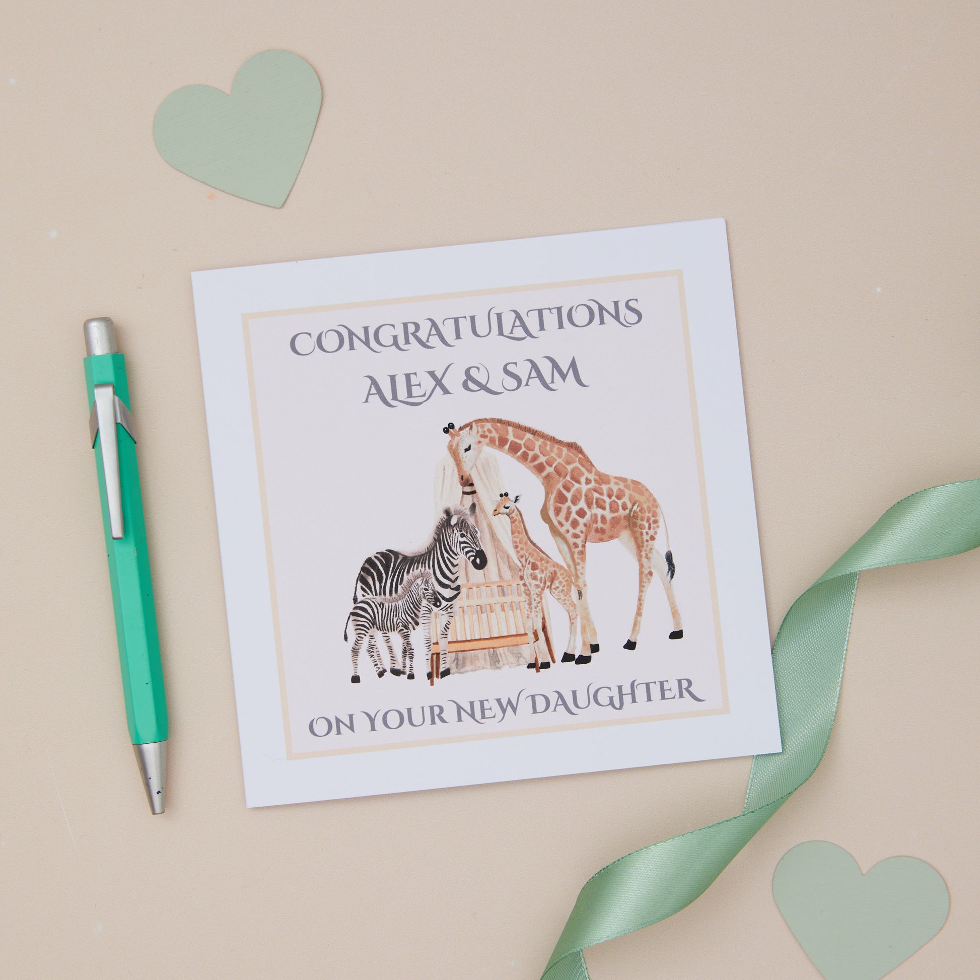 New Baby Daughter Congratulations Card - Sjstationery