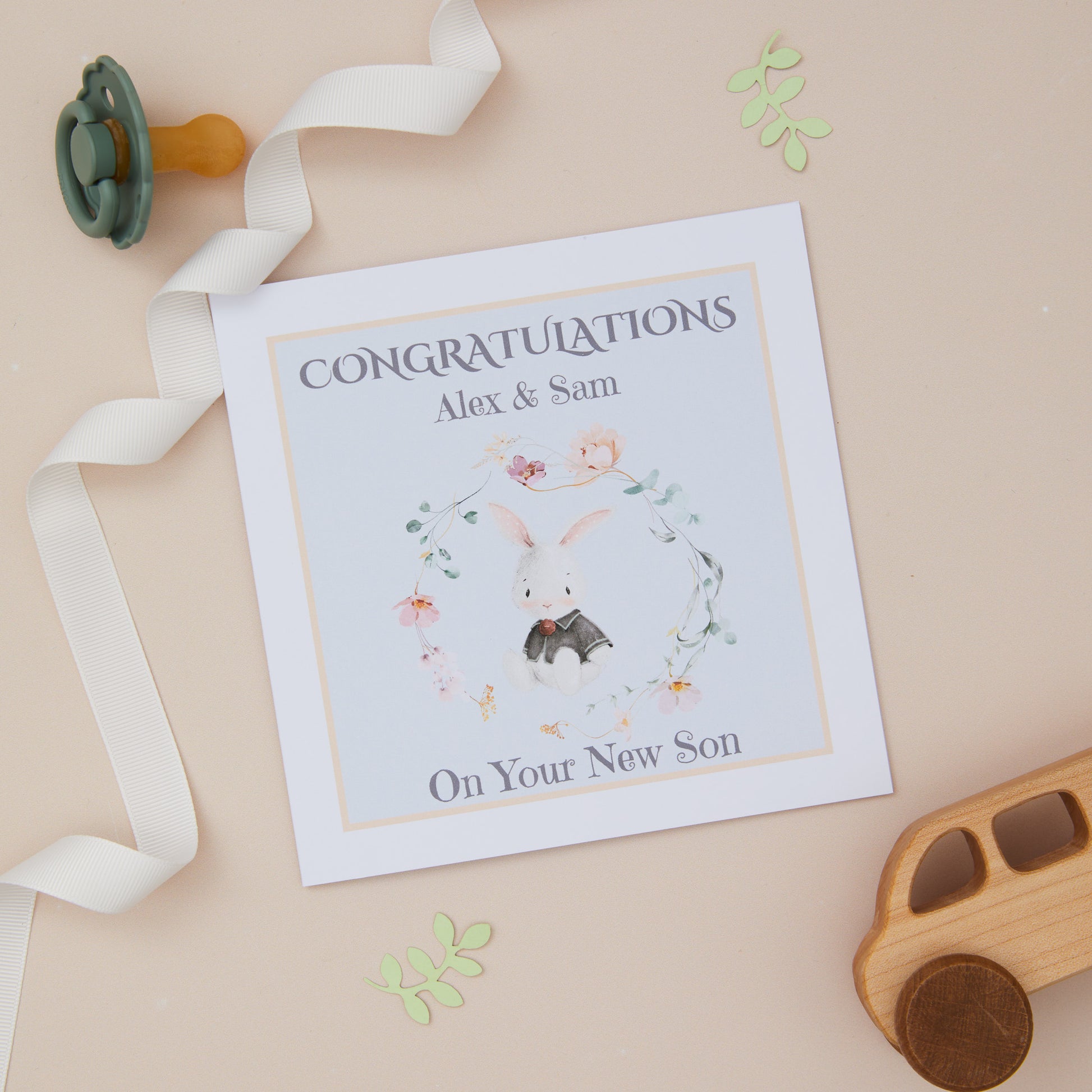 New Baby Son Congratulations Card - Sjstationery