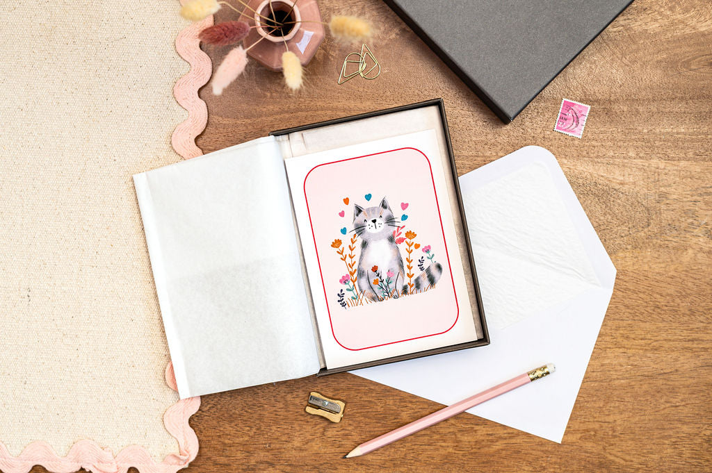 Cat  - Thank You Greeting Cards Set
