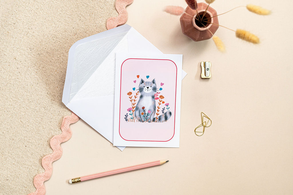 Cat  - Thank You Greeting Cards Set