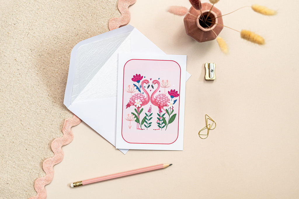 Pink Flamingos - Thank You Greeting Cards Set