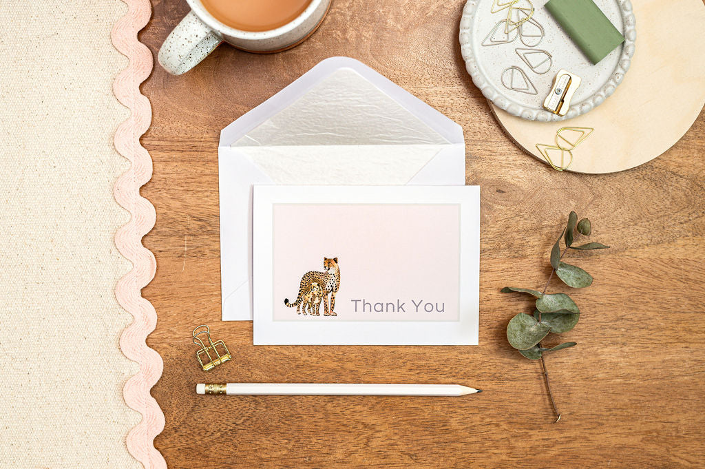 Cheetah - Thank You Greeting Cards Set