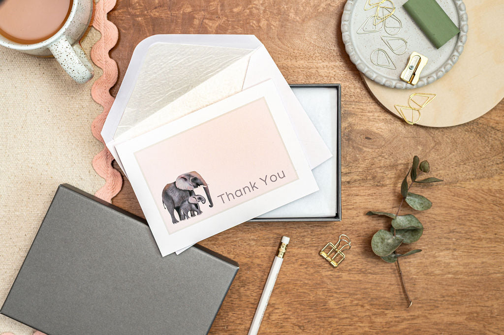 Elephant - Thank You Greeting Cards Set