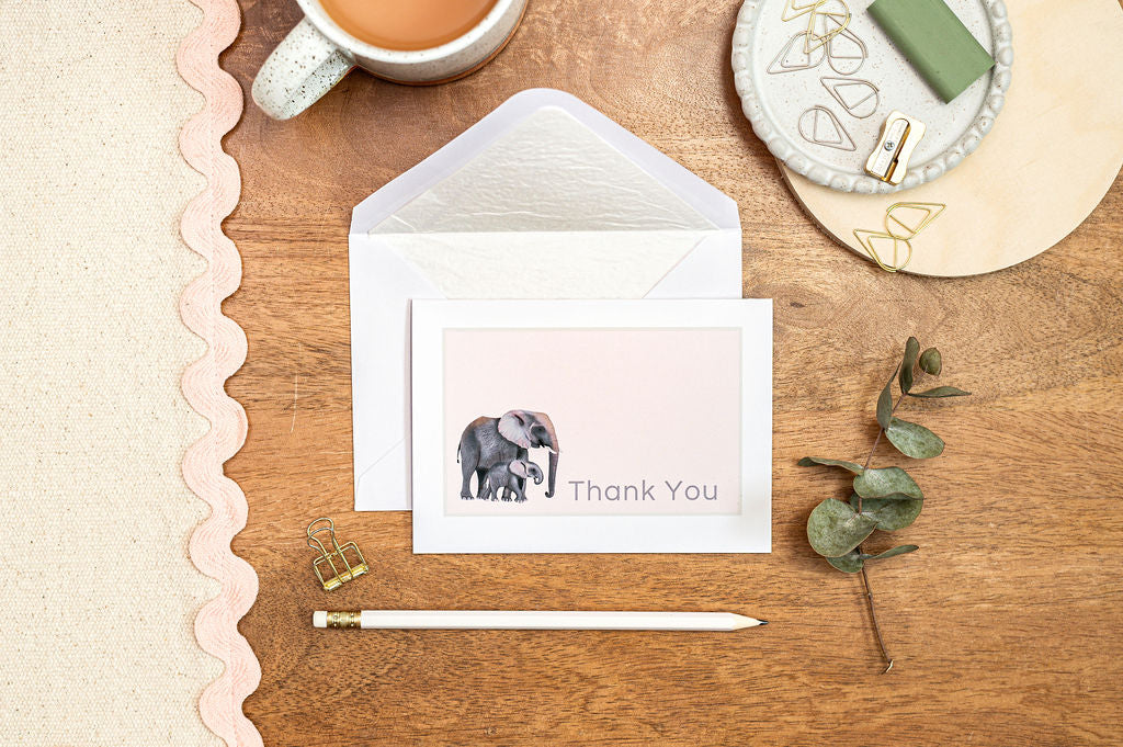 Elephant - Thank You Greeting Cards Set
