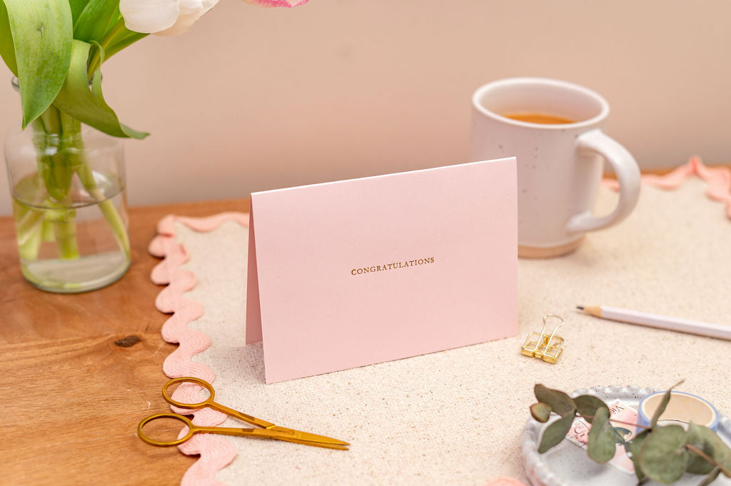 Letterpress Pink Congratulations Celebration Card