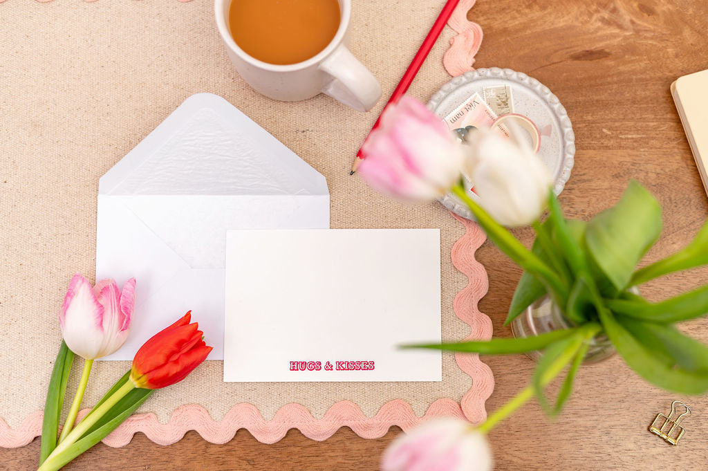 Letterpress Hugs & Kisses Friendship & Romance Notelet