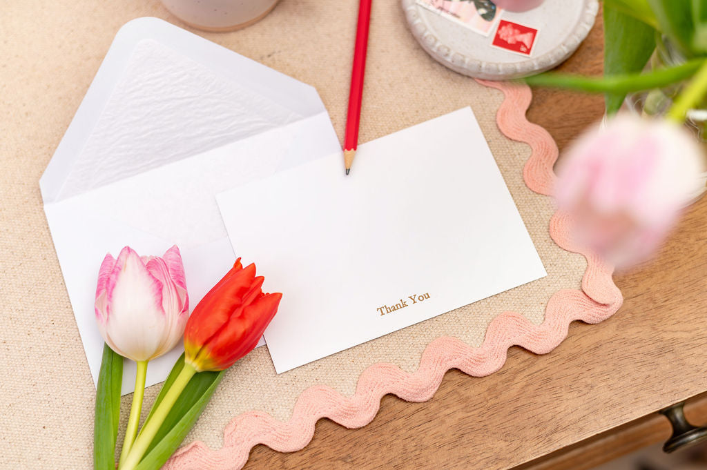 Letterpress Thank You Gold Colour Embossed Notelet