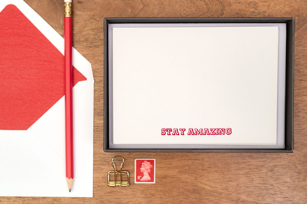 Stay Amazing Letterpress Notelets Plus Lined Envelopes