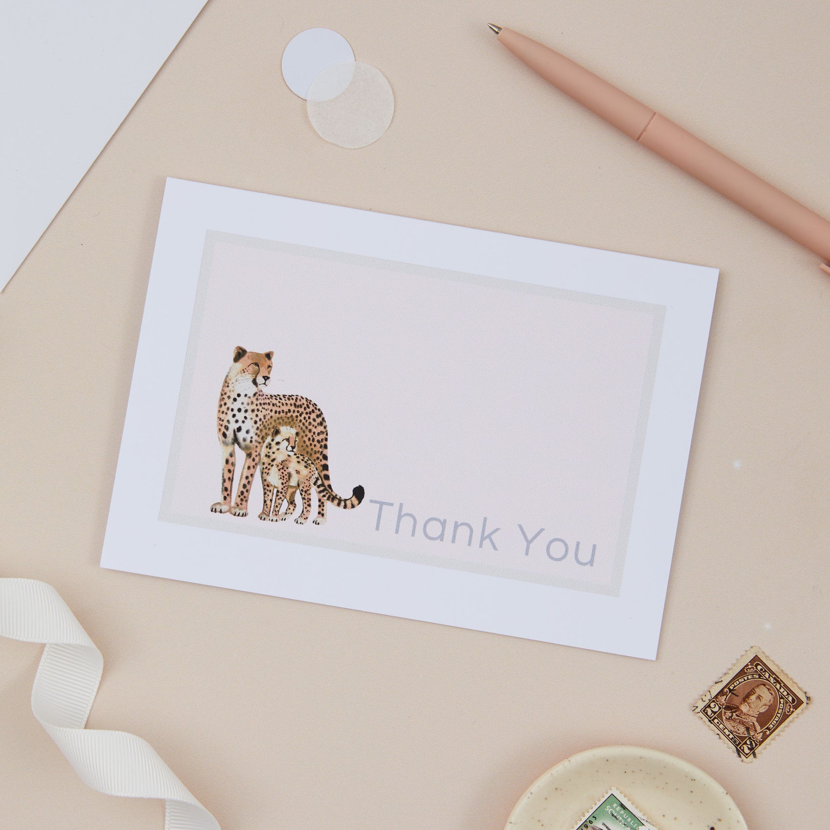 Thank You Cards Cheetah Inspired Set - Sjstationery