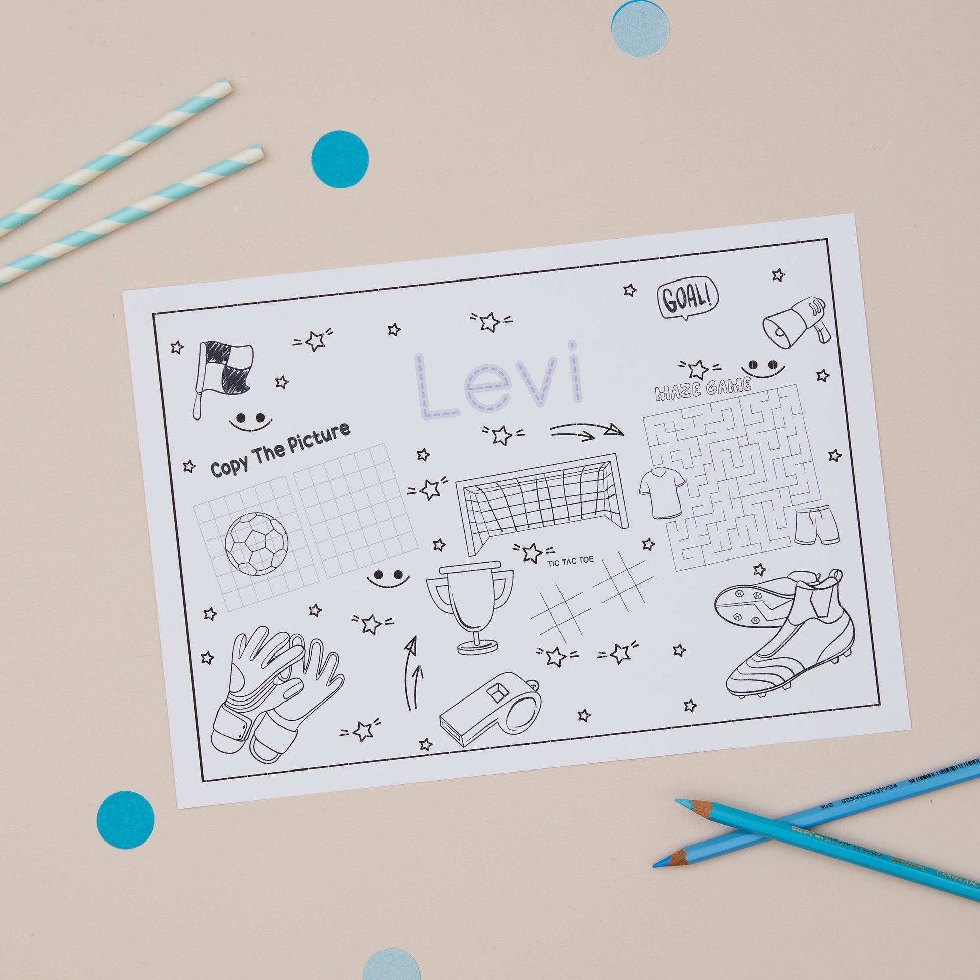 Children's Football Colouring Activity Mat image 1